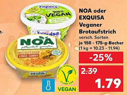 NOA oder EXQUISA Veganer Brotaufstrich