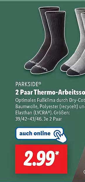 PARKSIDE® 2 Paar Thermo-Arbeitssox