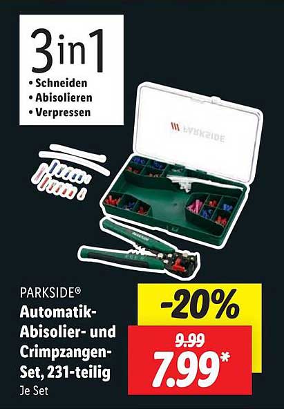 PARKSIDE® Automatik-Abisolier- und Crimpzangen-Set, 231-teilig