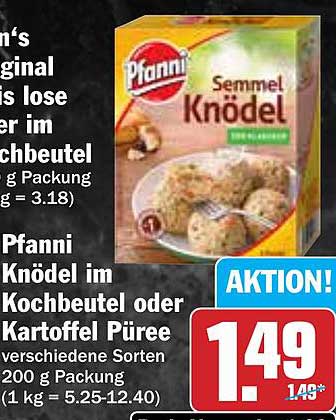 Pfanni Semmelknödel im Kochbeutel oder Kartoffel Püree