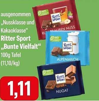 Ritter Sport „Bunte Vielfalt“ 100g Tafel