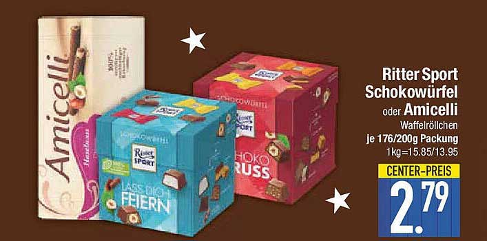 Ritter Sport Schokowürfel oder Amicelli