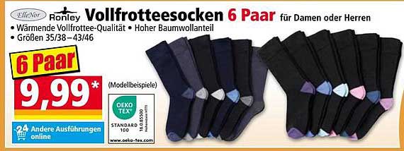 Ronley Vollfrotteesocken 6 Paar für Damen oder Herren