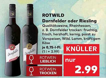 ROTWILD Dornfelder oder Riesling