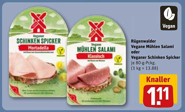 Rügenwalder Vegane Mühlen Salami oder Veganer Schinken Spicker