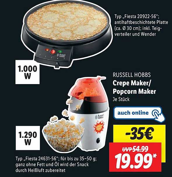 RUSSELL HOBBS Crepe Maker/Popcorn Maker