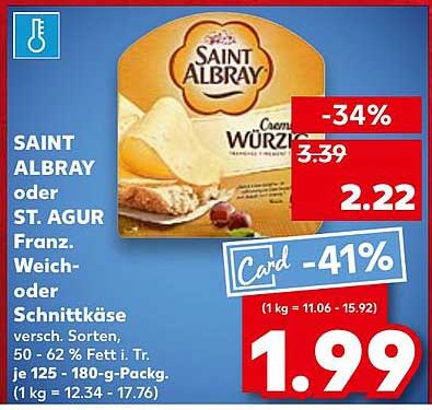 SAINT ALBRAY oder ST. AGUR Frantz. Weich- oder Schnittkäse