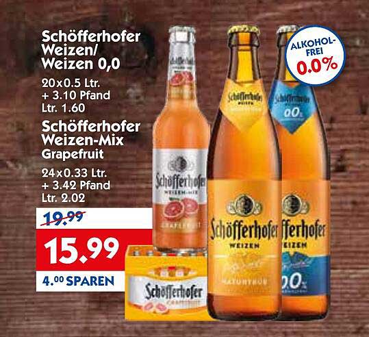 Schöfferhofer Weizen/Weizen 0,0  
Schöfferhofer Weizen-Mix Grapefruit