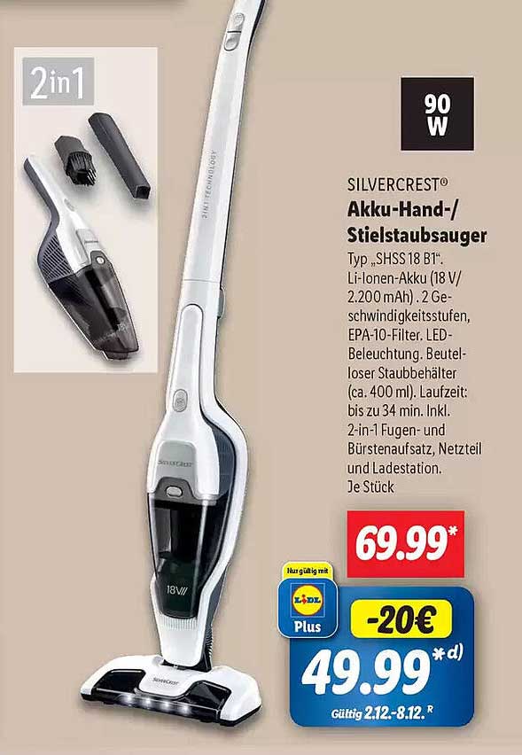 SILVERCREST® Akku-Hand-/Stielstaubsauger