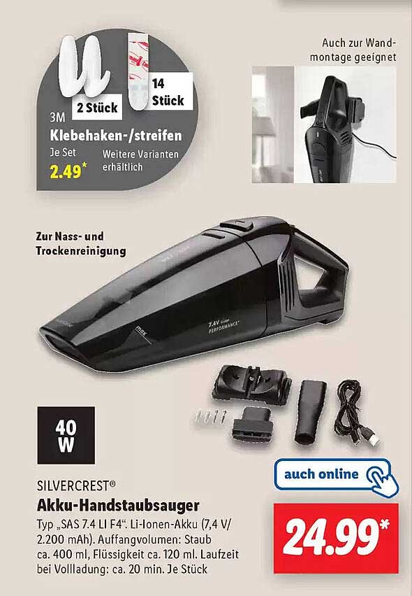 SILVERCREST® Akku-Handstaubsauger