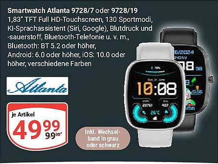 Smartwatch Atlanta 9728/7 oder 9728/19