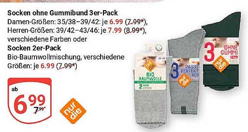 Socken ohne Gummibund 3er-Pack