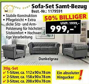 Sofa-Set Samt-Bezug