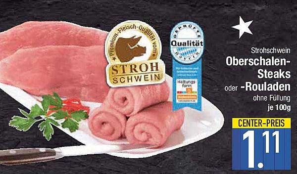 Strohschwein Oberschalen-Steaks oder -Rouladen