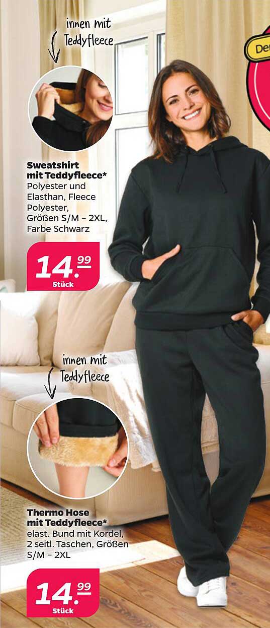 Sweatshirt mit Teddyfleece  
Thermo Hose mit Teddyfleece