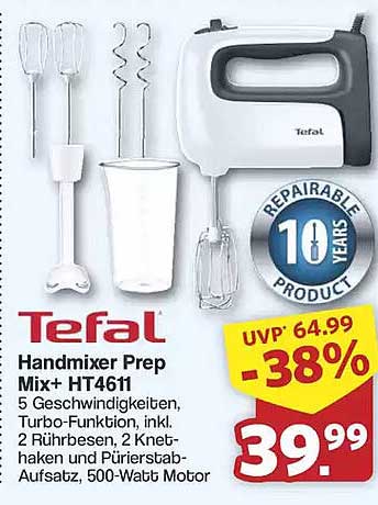 Tefal Handmixer Prep Mix+ HT4611