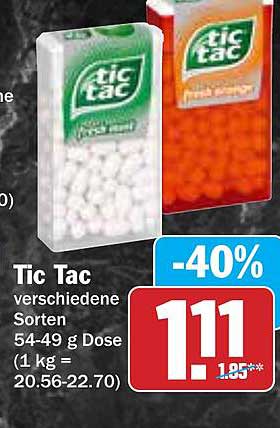 Tic Tac verschiedene Sorten