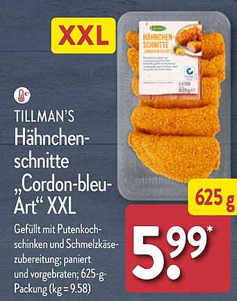 TILLMAN'S Hähnchenschnitte "Cordon-bleu-Art" XXL