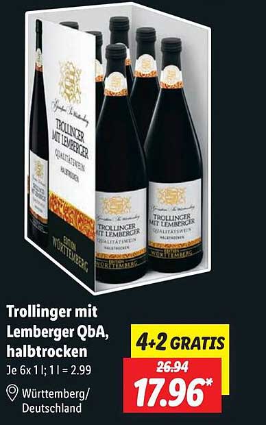 Trollinger mit Lemberger QbA, halbtrocken