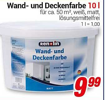 Wand- und Deckenfarbe 10 l