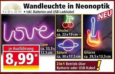 Wandleuchte in Neonoptik