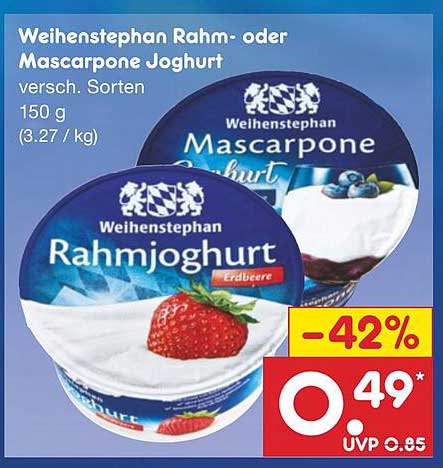 Weihenstephan Rahm- oder Mascarpone Joghurt