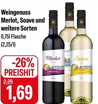 Weingenuss Merlot, Soave und weitere Sorten