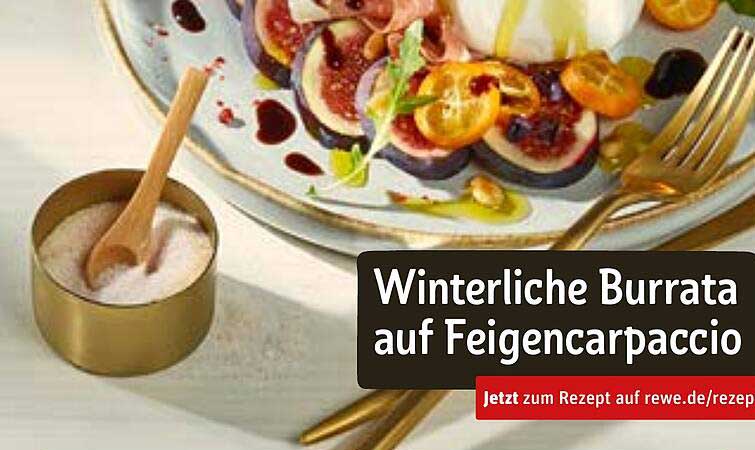 Winterliche Burrata auf Feigencarpaccio