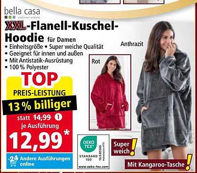 XXL-Flanell-Kuschel-Hoodie für Damen