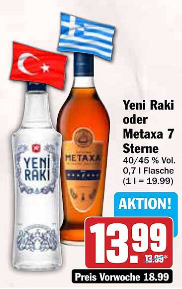 Yeni Raki oder Metaxa 7 Sterne