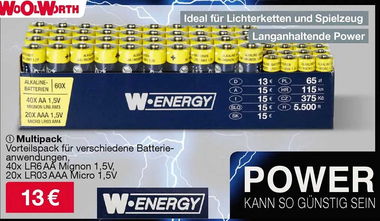 W-ENERGY Alkaline-Batterien 60X