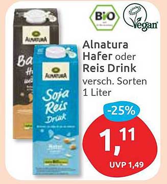 Alnatura Hafer oder Reis Drink