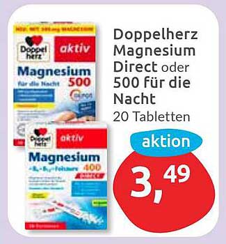 Doppelherz Magnesium Direct oder 500 für die Nacht