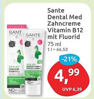 Sante Dental Med Zahnpasta Vitamin B12 mit Fluorid