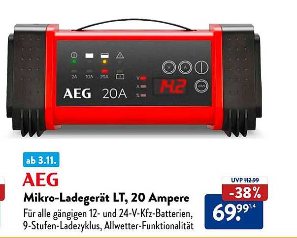 AEG Mikro-Ladegerät LT, 20 Ampere