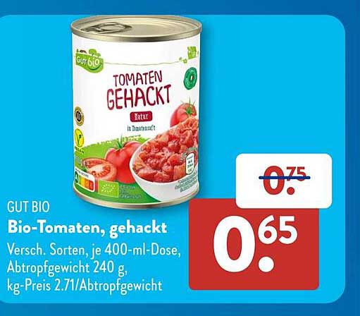 Bio-Tomaten, gehackt