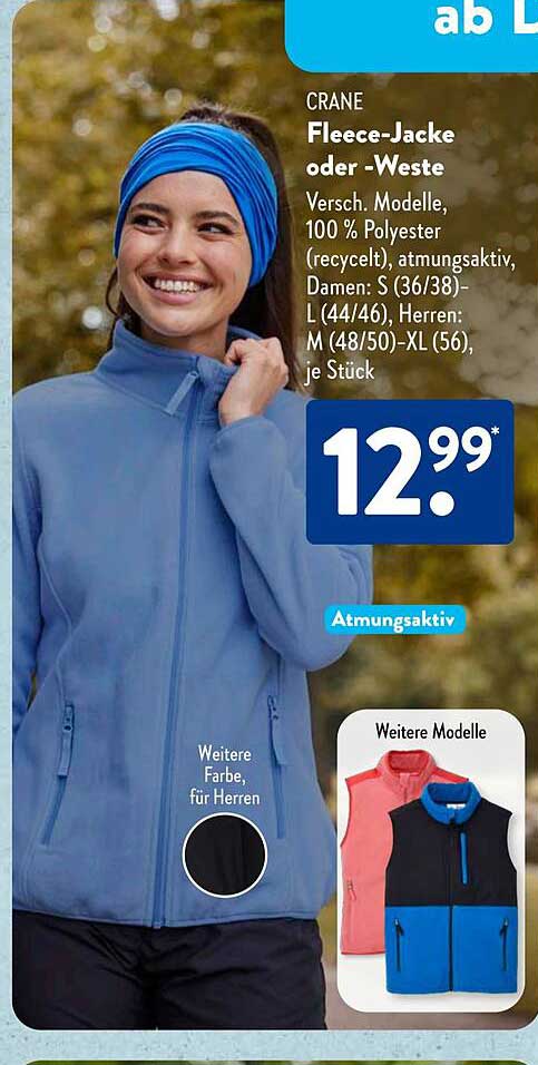 CRANE Fleece-Jacke oder -Weste