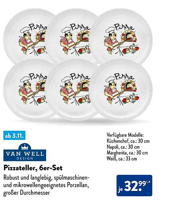 Pizzateller, 6er-Set