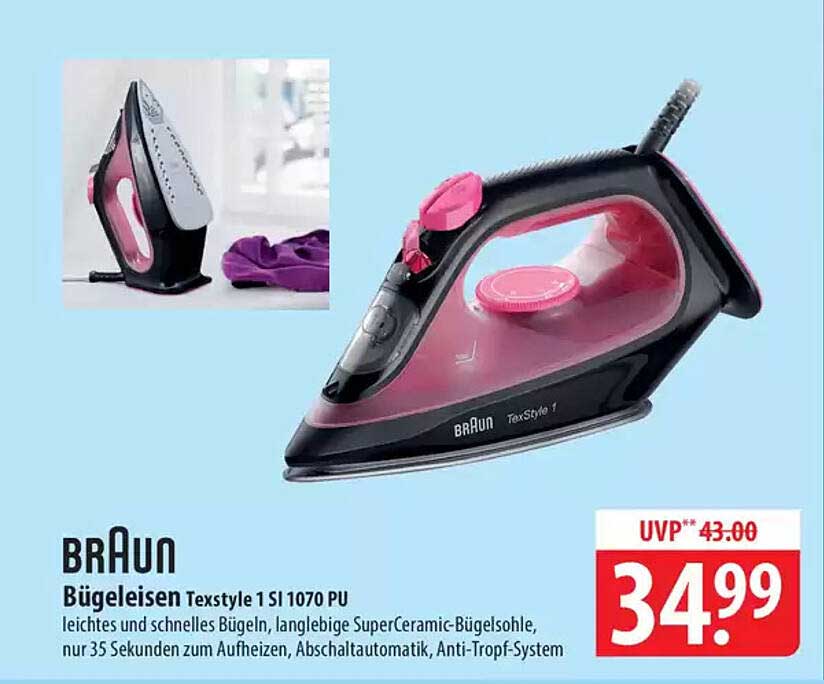 BRAUN Bügeleisen Texstyle 1 SI 1070 PU