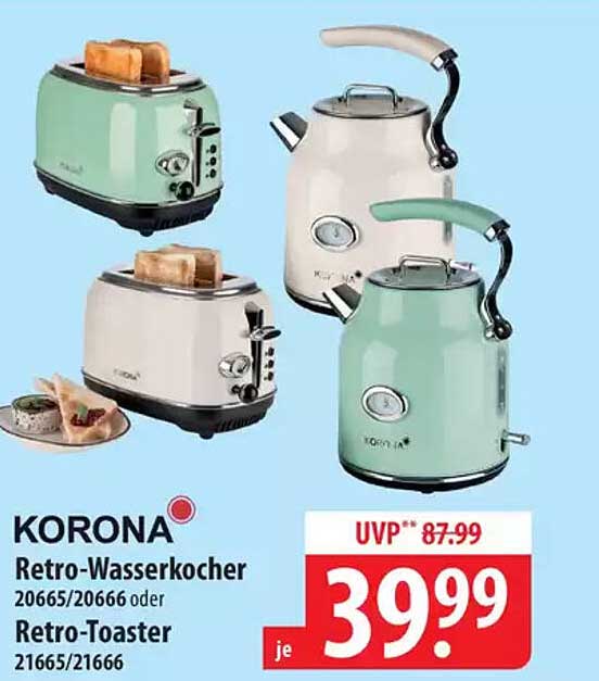 KORONA Retro-Wasserkocher oder Retro-Toaster