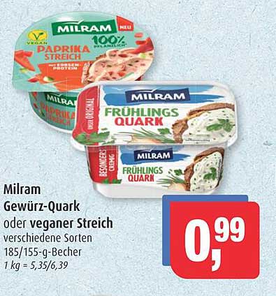 Milram Gewürz-Quark oder veganer Streich