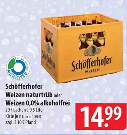 Schöfferhofer Weizen naturtrüb oder Weizen 0,0% alkoholfrei