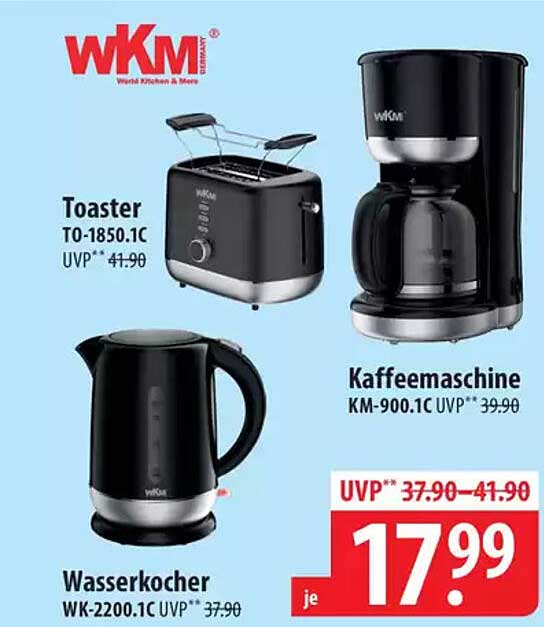 Toaster  
Kaffeemaschine  
Wasserkocher  