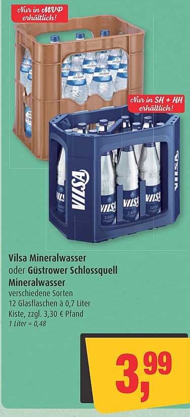 Vilsa Mineralwasser oder Güstrower Schlossquell Mineralwasser