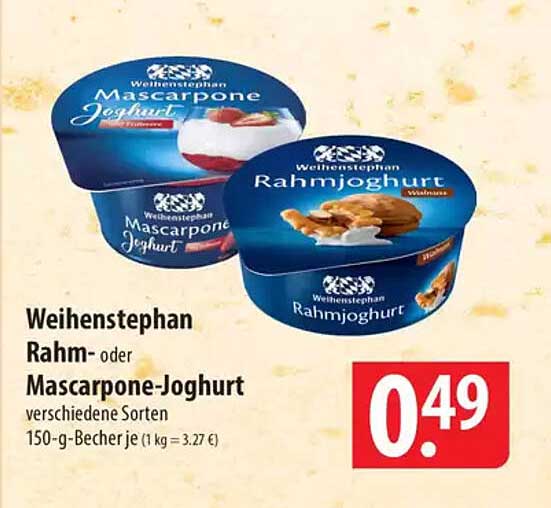 Weihenstephan Rahm- oder Mascarpone-Joghurt