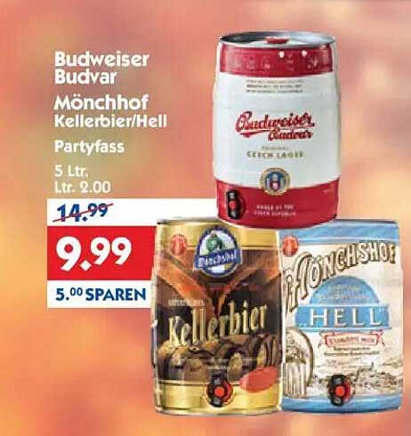 Budweiser Budvar Mönchhof Kellerbier/Hell Partyfass