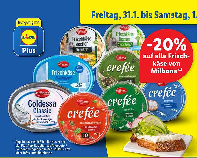 -20% auf alle Frischkäse von Milbona