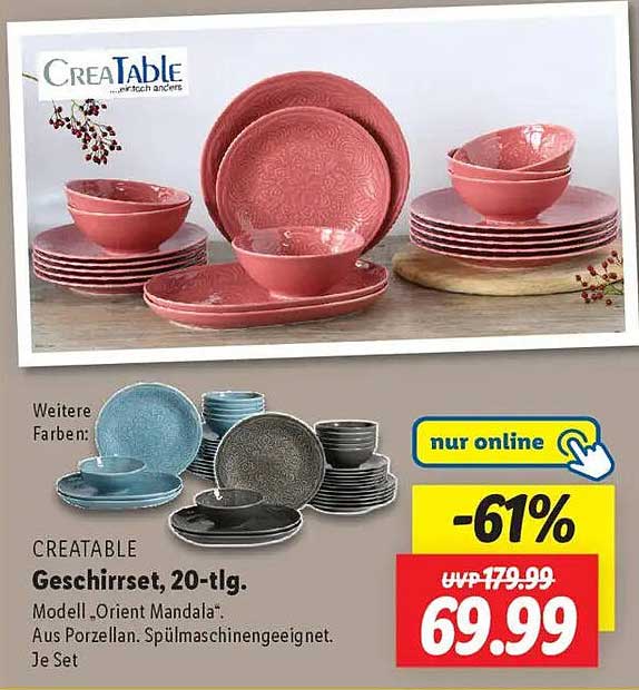 CREATABLE Geschirrset, 20-tlg.