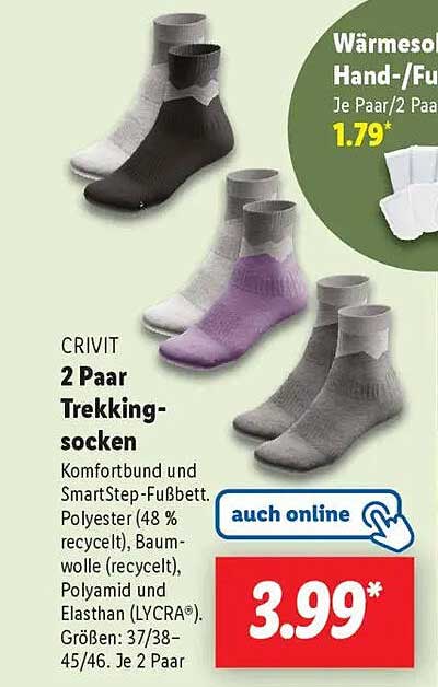 CRIVIT 2 Paar Trekking-Socken