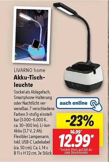 LIVARNO home Akku-Tischleuchte